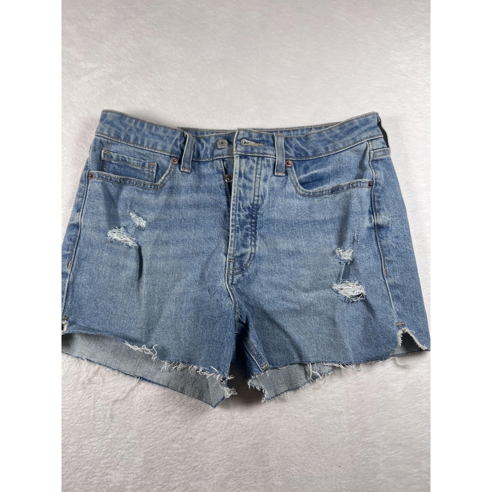 Old Navy Denim Shorts Womens 8 Blue High Rise Distressed Cutoff Frayed Hem